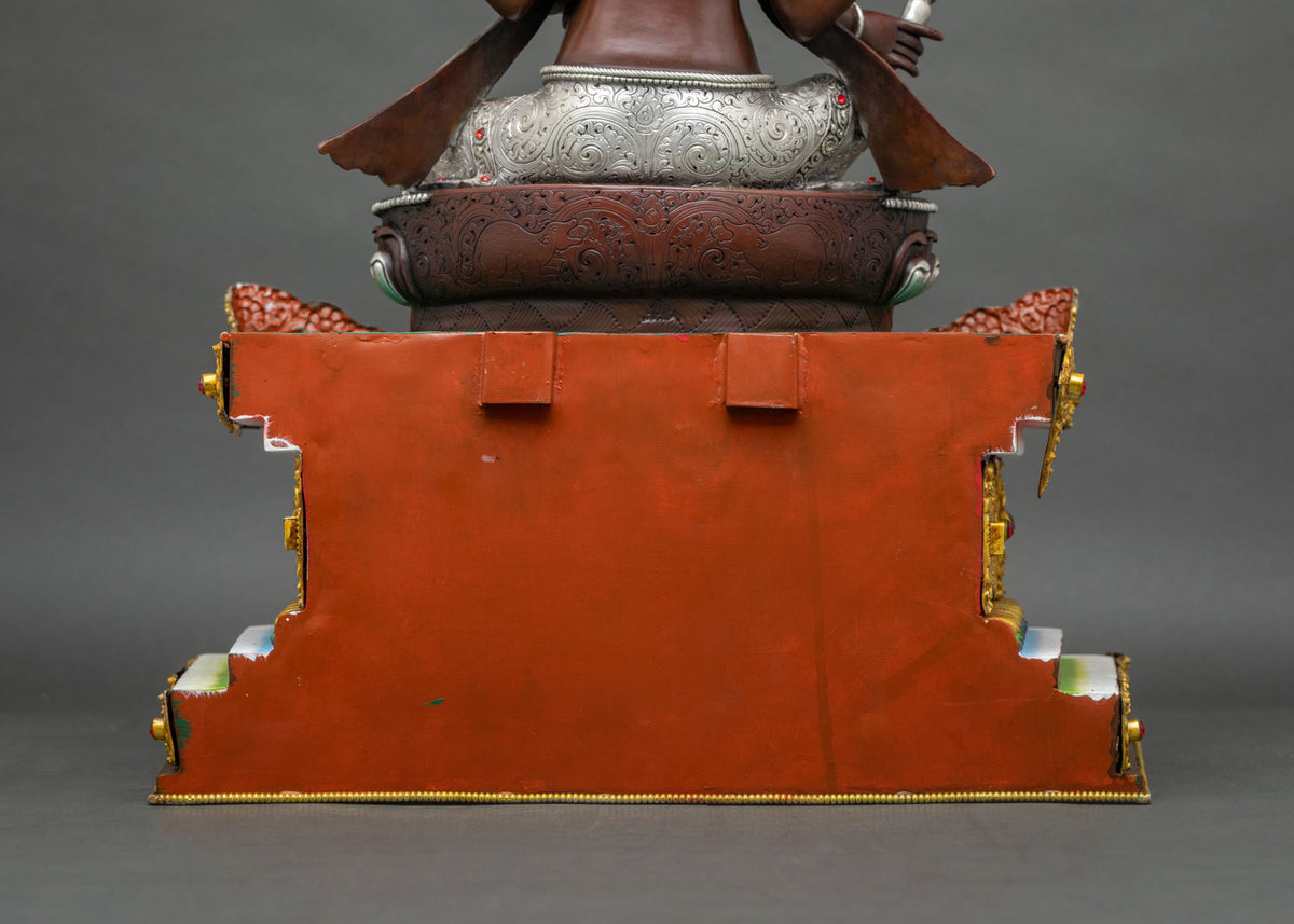 Ganesha Statue On Vibrant Throne | Oxidized Copper Sculpture from Nepal