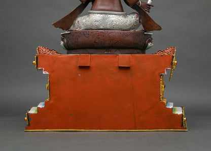Ganesha Statue On Vibrant Throne | Oxidized Copper Sculpture from Nepal