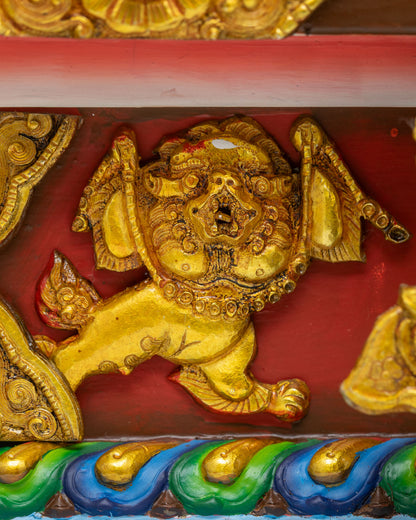 Ganesha Statue On Vibrant Throne | Oxidized Copper Sculpture from Nepal