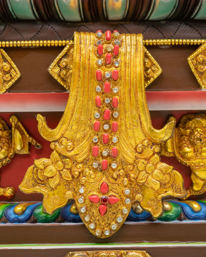 Ganesha Statue On Vibrant Throne | Oxidized Copper Sculpture from Nepal