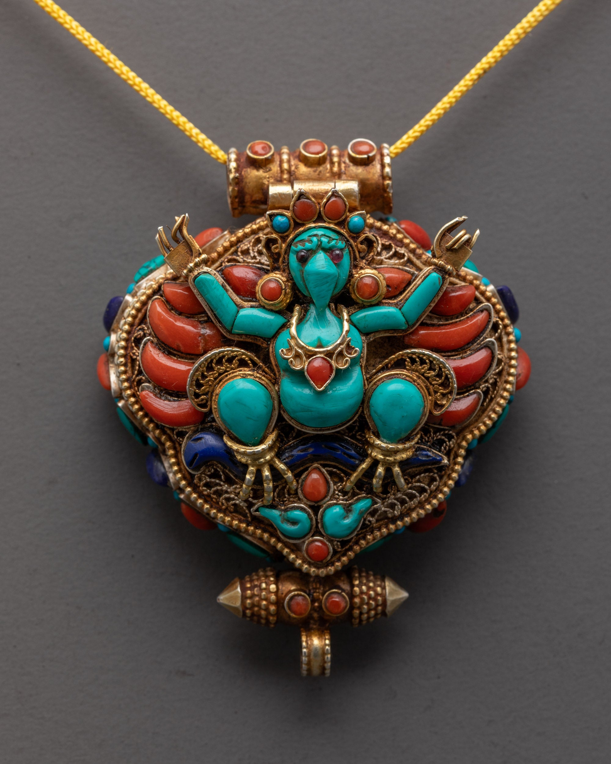 Garuda and Dzambhala Buddhist Locket | Handcrafted Prayer Pendant