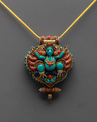 Garuda and Mahakala Design Locket | Vajrayana Amulet
