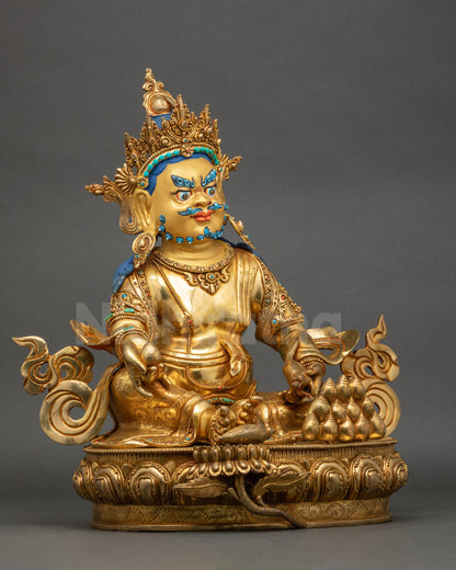 Gold Fire-Gilded Dzambhala Statue Made by Newari Artisans in Nepal