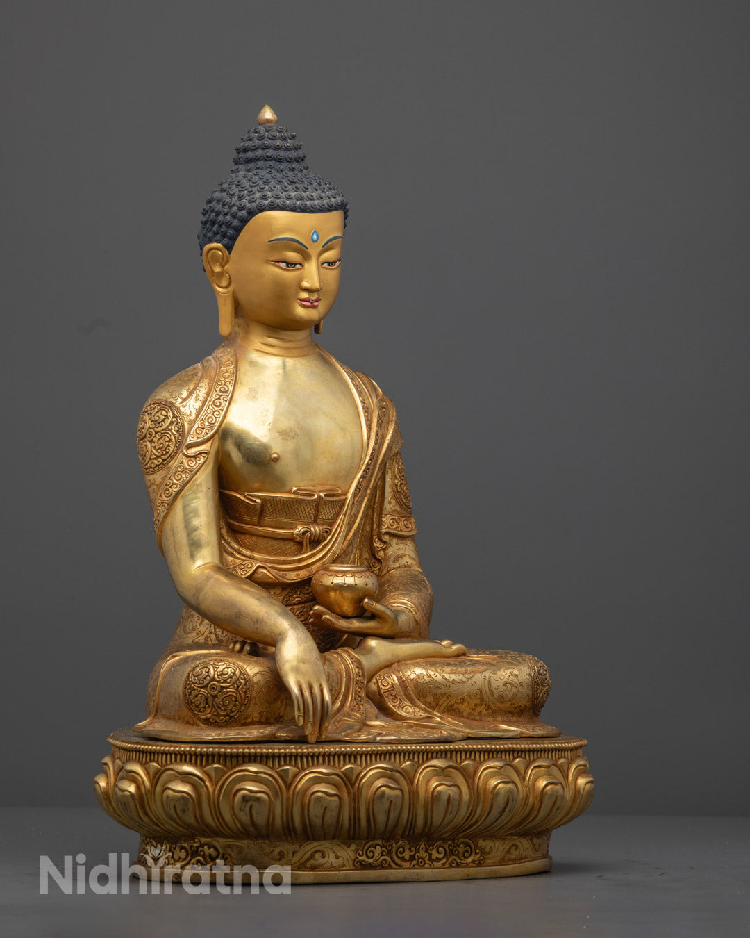 Gold Fire-Gilded Shakyamuni Buddha on Lotus Throne – Spiritual Purity for Mindfulness Practice