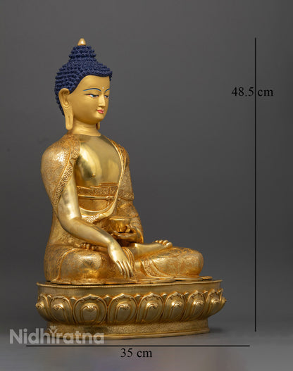 Gold Gilded Shakyamuni Buddha Statue – Traditional Lost Wax Copper Art