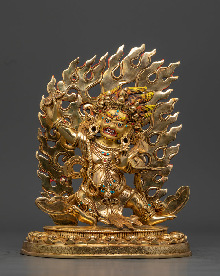 gold coated statue of Vajrapani statue with copper base