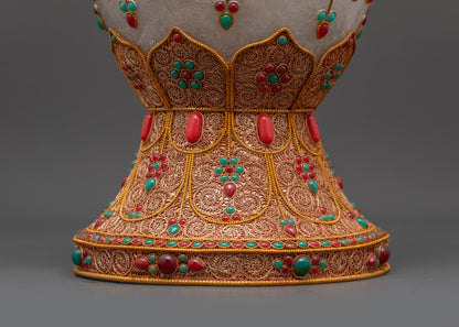 Gold and Copper-Plated Tibetan Stupa for Monastery and Altar Decor Nepal 