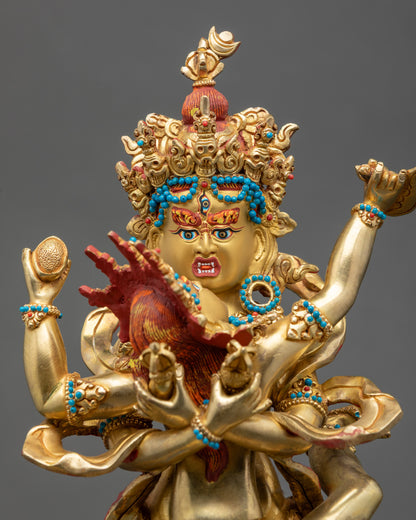 Gold fire gilded Chakrasamvara Yab Yum statue showcasing intricate lost wax craftsmanship