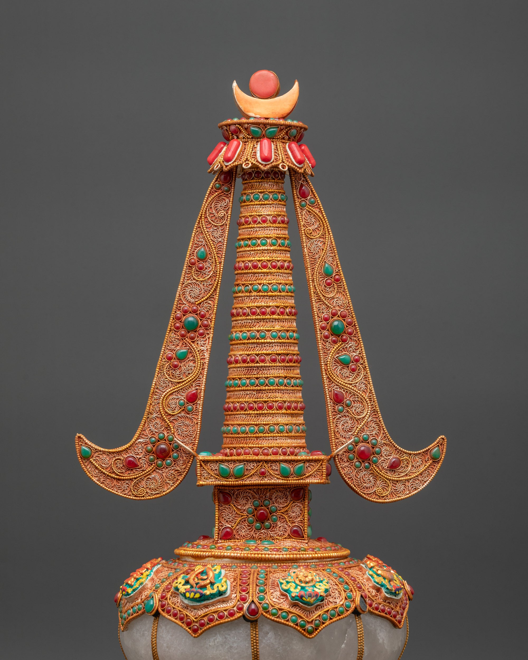 Golden Buddhist Monument Adorned with Semi-Precious Stones Nepal