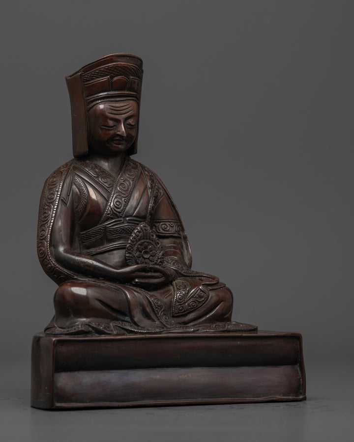 Oxidized Gampopa Statue : The Tibetan Master