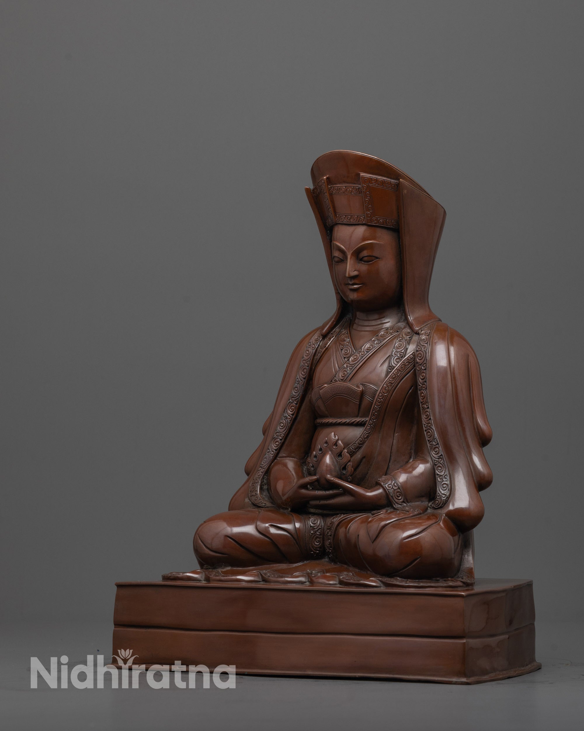 Handmade Lama Gampopa Statue | Traditional Buddhist Artifact