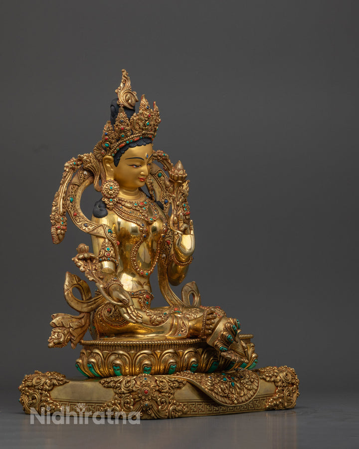 Green Tara Statue | Handcrafted Tibetan Buddhist Goddess