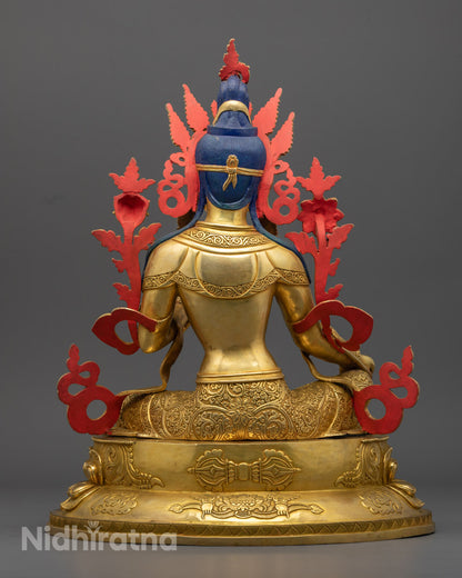 Green Tara Statue | Sacred Handcrafted 24K Gold-Gilded Copper