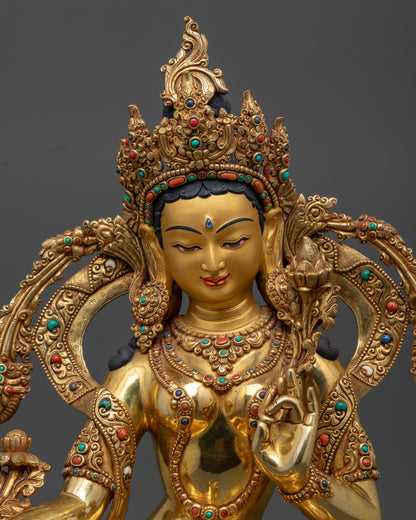 Green Tara Statue | Handcrafted Tibetan Buddhist Goddess