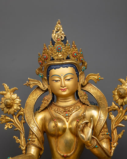Authentic Buddhist Green Tara Statue