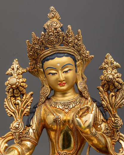 Tibetan Green Tara Statue | Handcrafted Tibetan Deity
