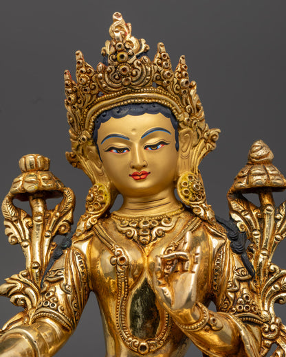 Sacred Green Tara Statue | Hand-Carved in Nepal