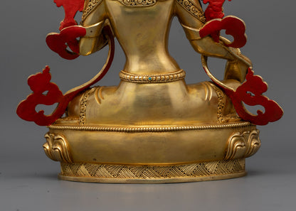 Green Tara Statue | Traditional 24K Gold Gilded Himalayan Sculpture