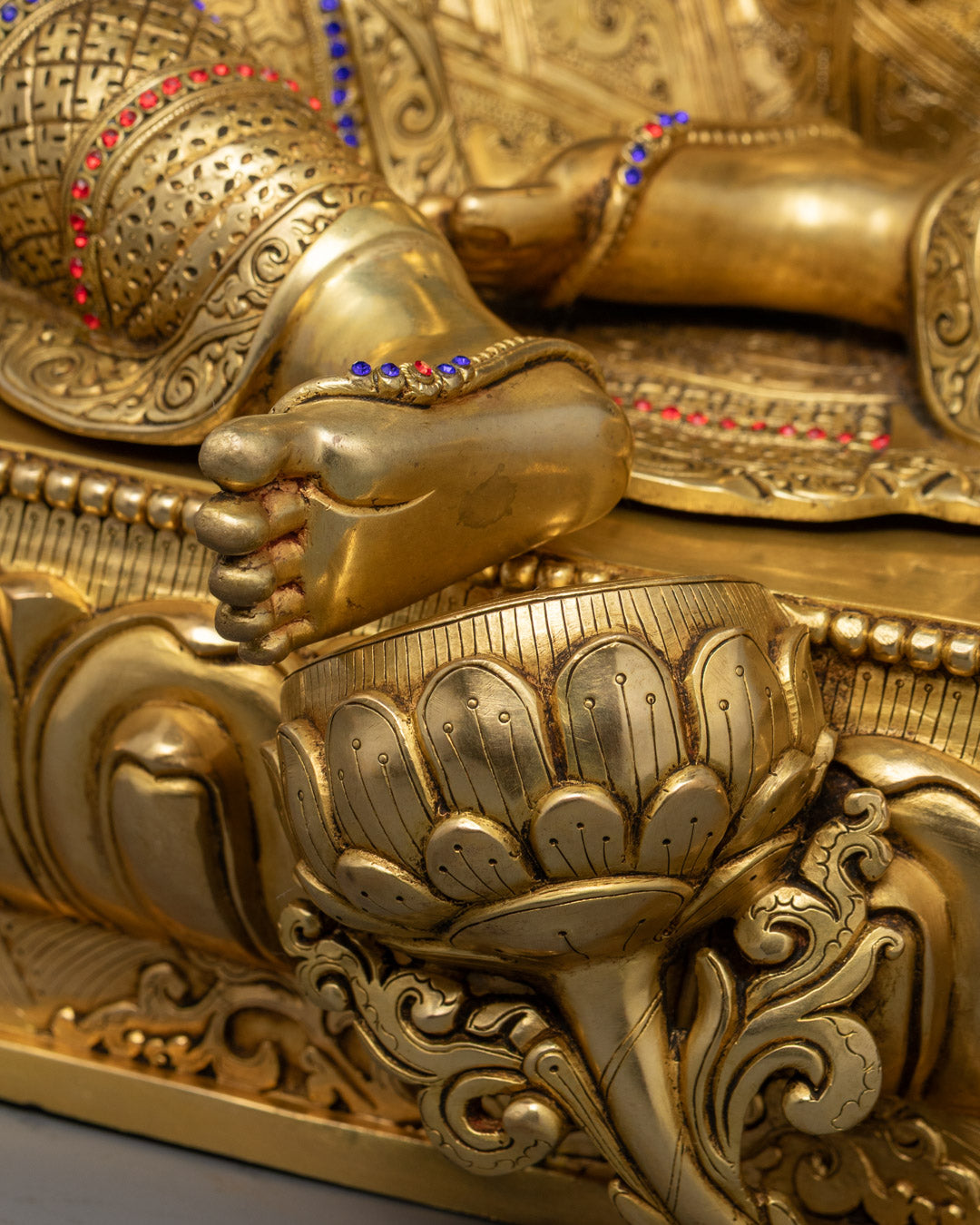 Sacred Green Tara Statue | Gold Gilded Buddhist Deity