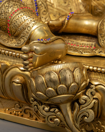 Sacred Green Tara Statue | Gold Gilded Buddhist Deity