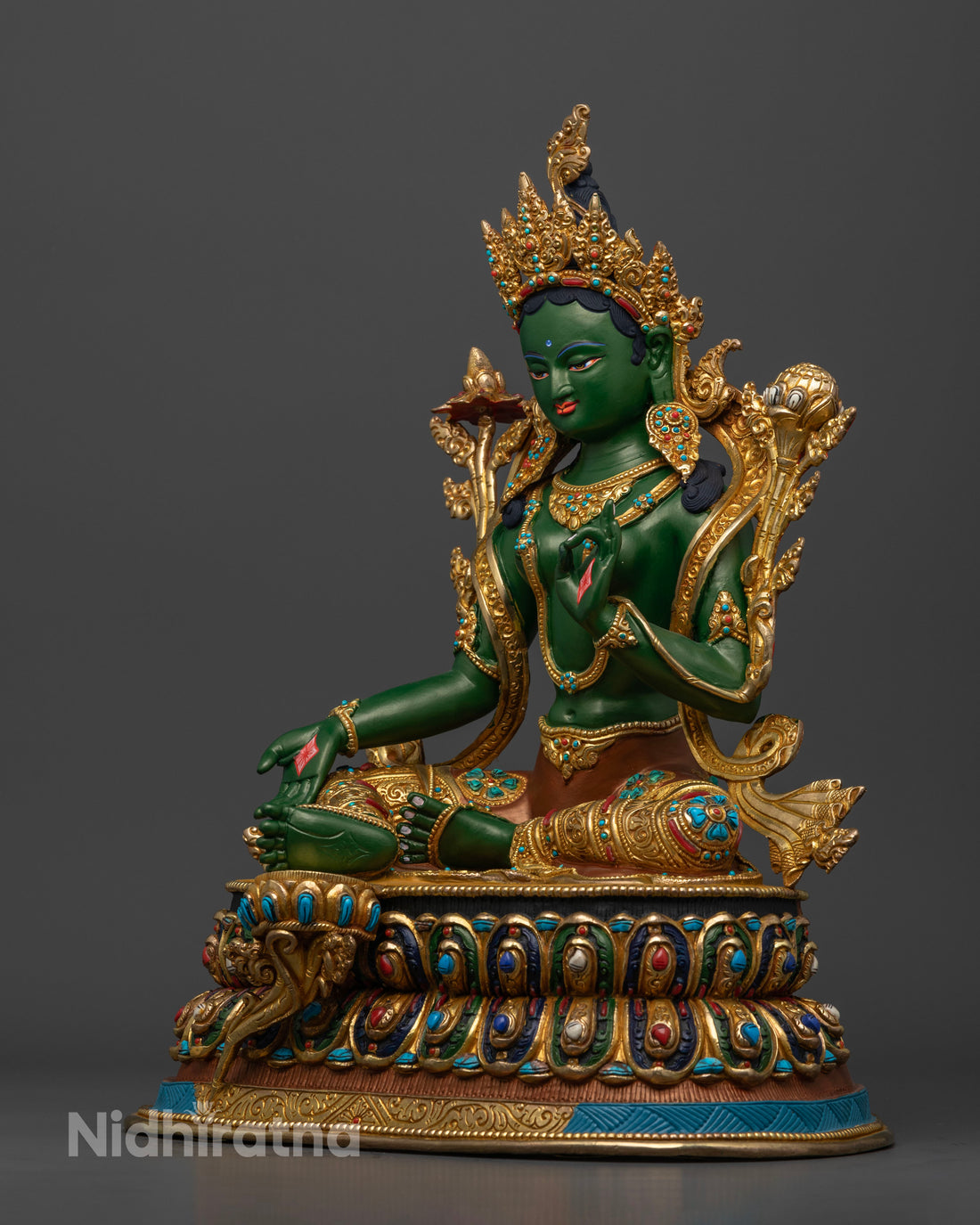 Traditional Shyamatara Statue | Buddhist Green Tara Artwork