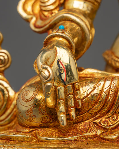 Traditional White Tara Statue | 24K Gold-Plated Goddess