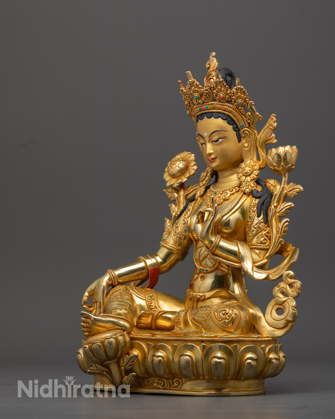 Green Tara Statue for Meditation | Handmade Buddhist Sculpture