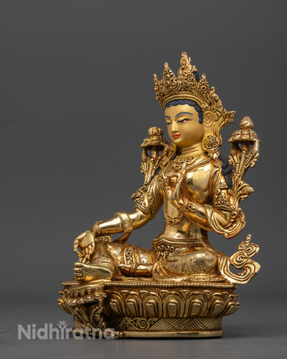 Sacred Green Tara Statue | Hand-Carved in Nepal