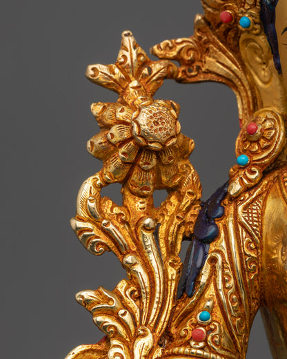 Traditional White Tara Statue | 24K Gold-Plated Goddess
