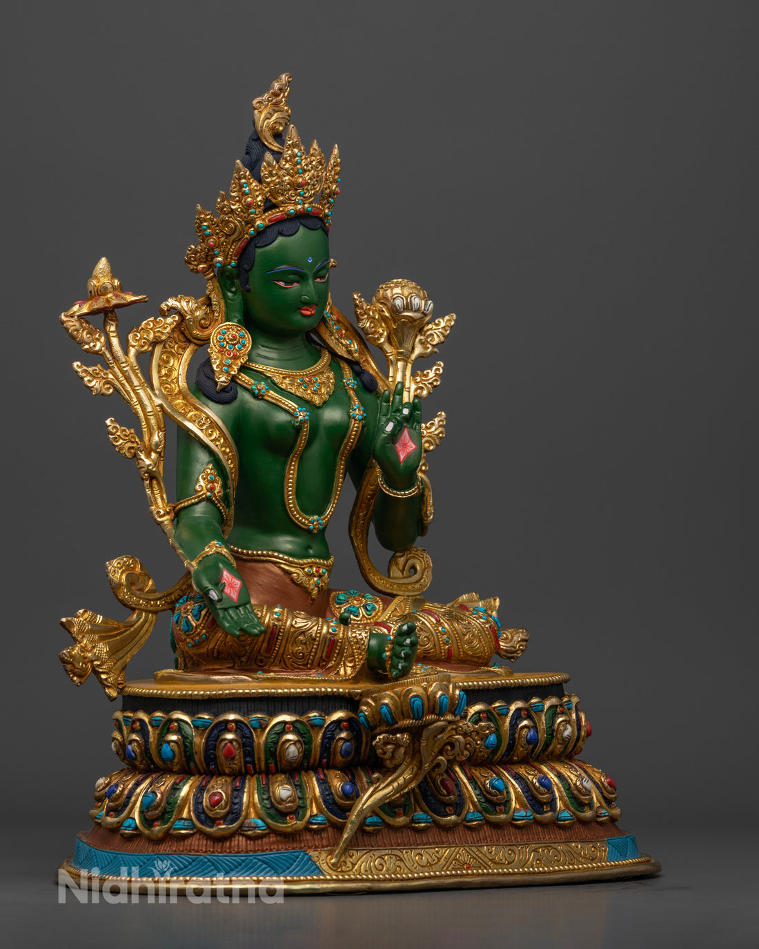 Traditional Shyamatara Statue | Buddhist Green Tara Artwork