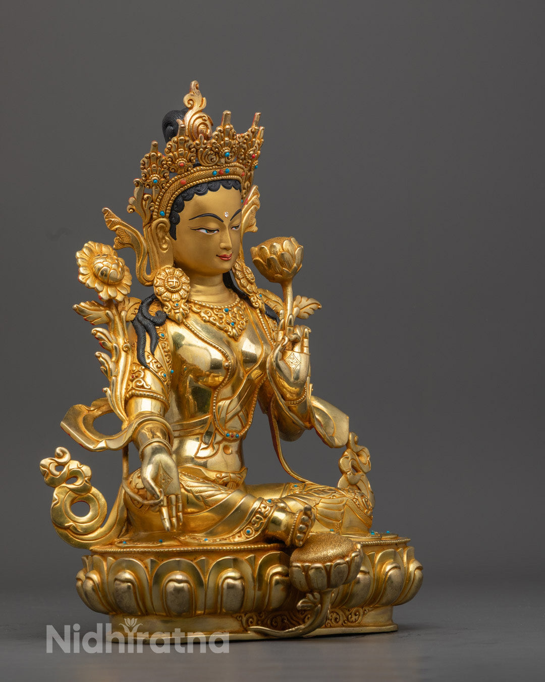 Green Tara Statue for Meditation | Handmade Buddhist Sculpture