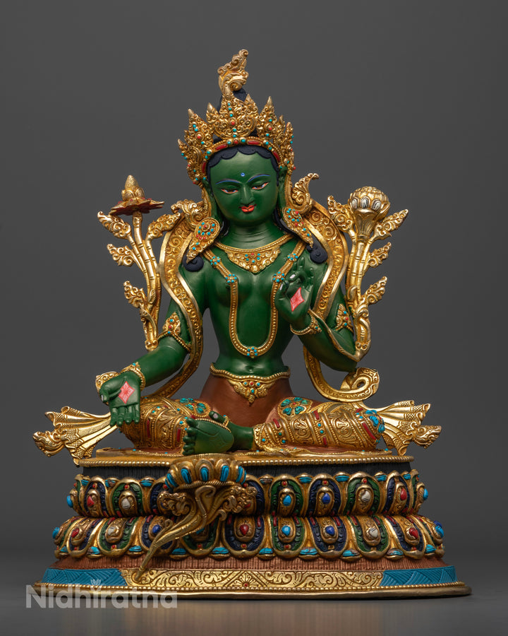 Traditional Shyamatara Statue | Buddhist Green Tara Artwork