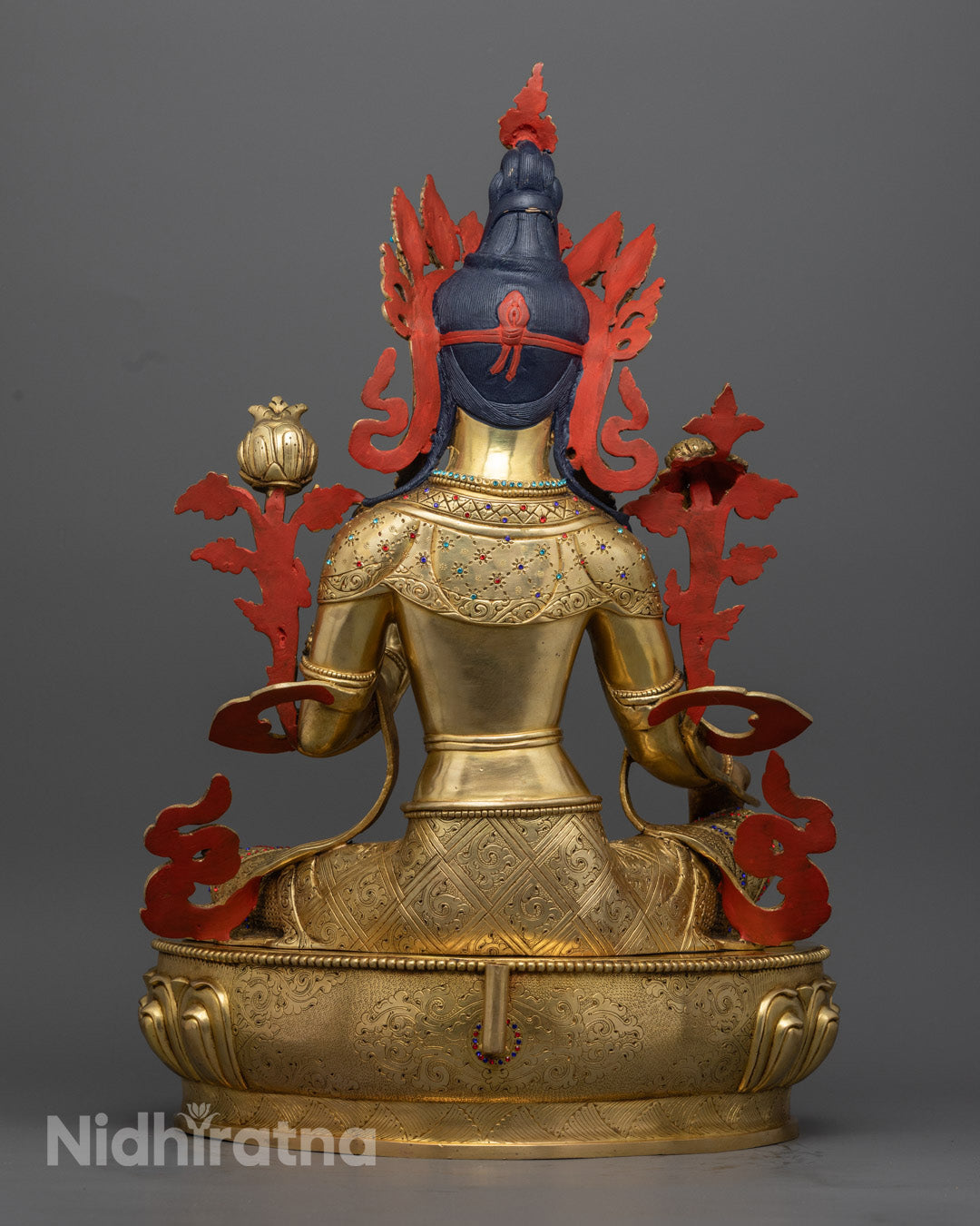 Sacred Green Tara Statue | Gold Gilded Buddhist Deity