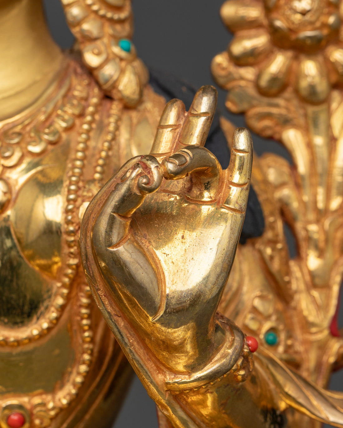 Gold Glided Green Tara Sculpture