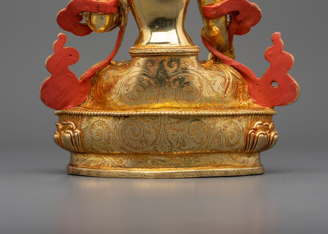 Traditional White Tara Statue | 24K Gold-Plated Goddess