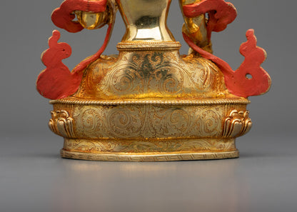 Traditional White Tara Statue | 24K Gold-Plated Goddess