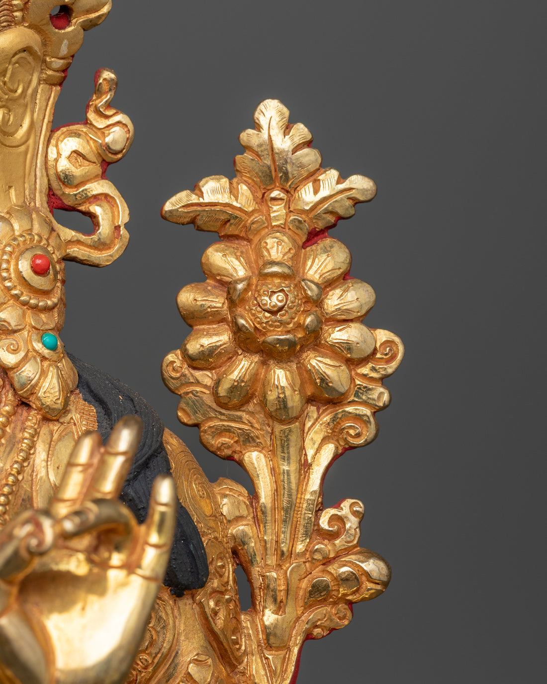 Gold Glided Green Tara Sculpture