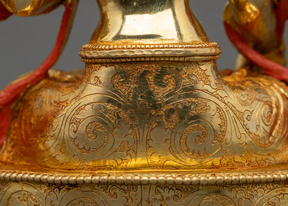 Traditional White Tara Statue | 24K Gold-Plated Goddess