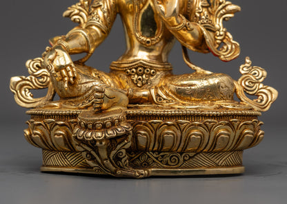 Sacred Green Tara Statue | Hand-Carved in Nepal