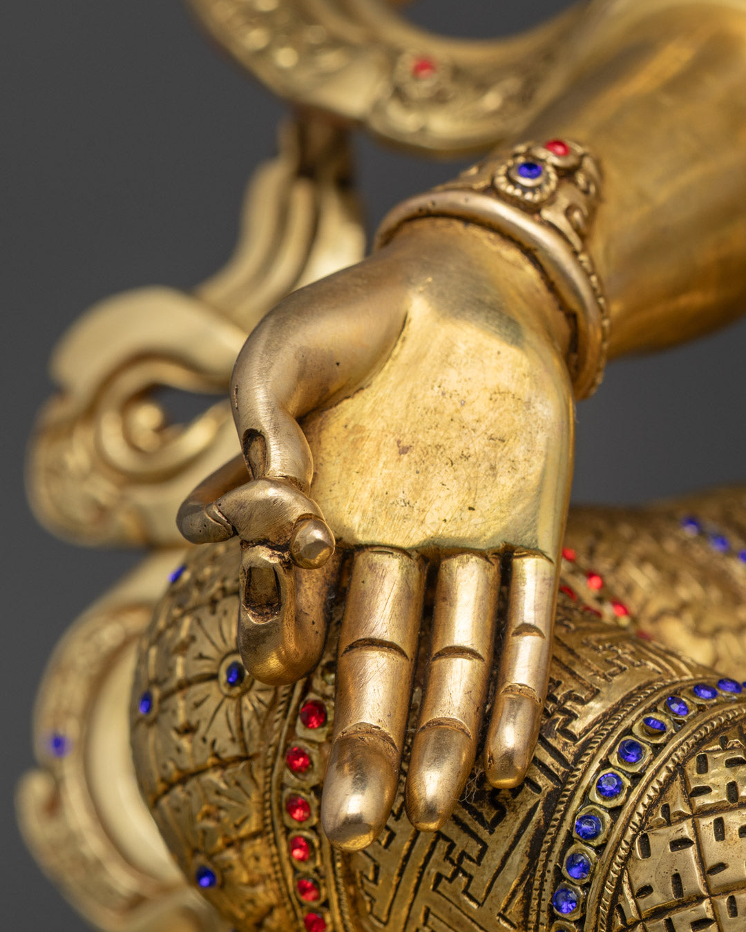 Sacred Green Tara Statue | Gold Gilded Buddhist Deity