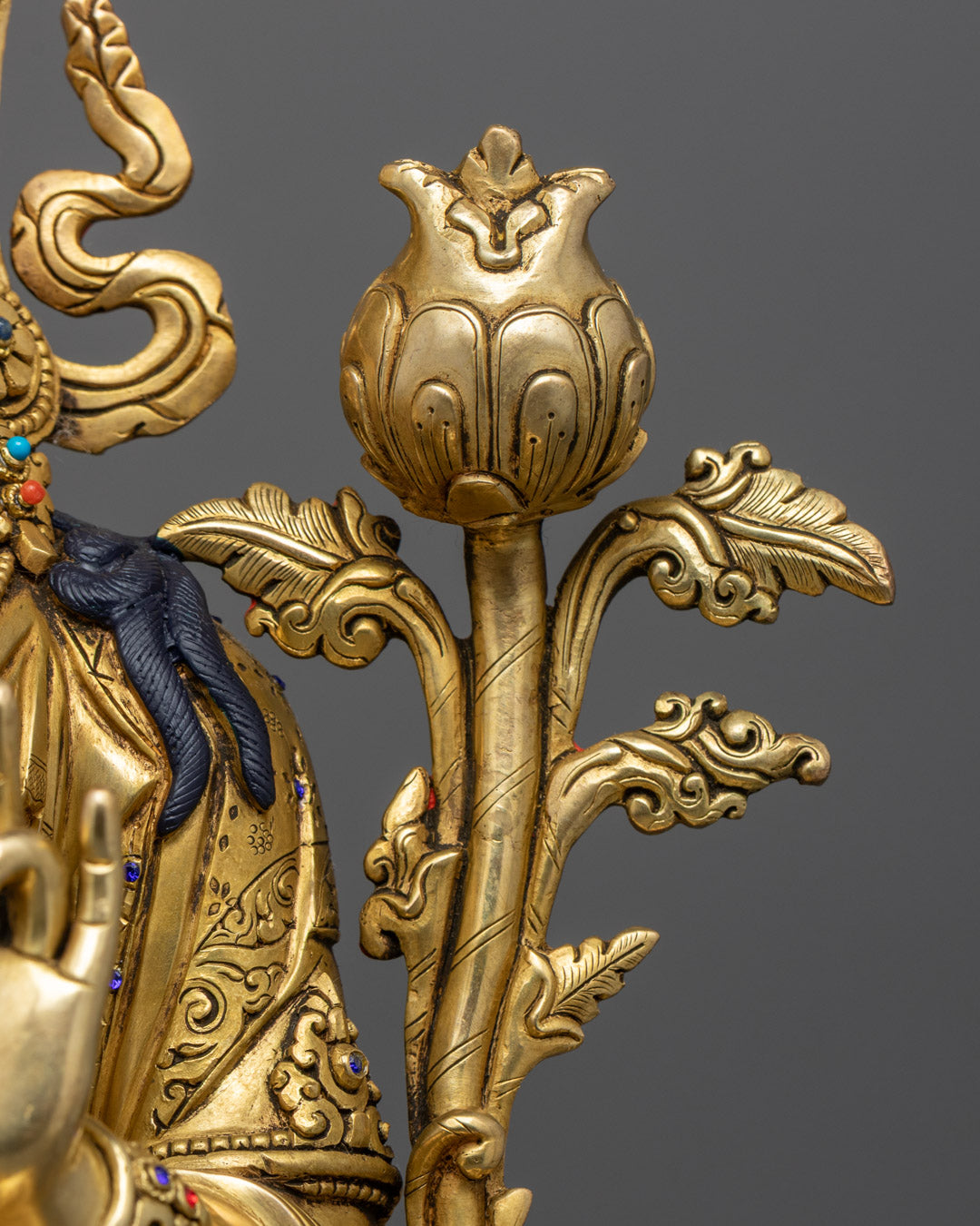 Sacred Green Tara Statue | Gold Gilded Buddhist Deity