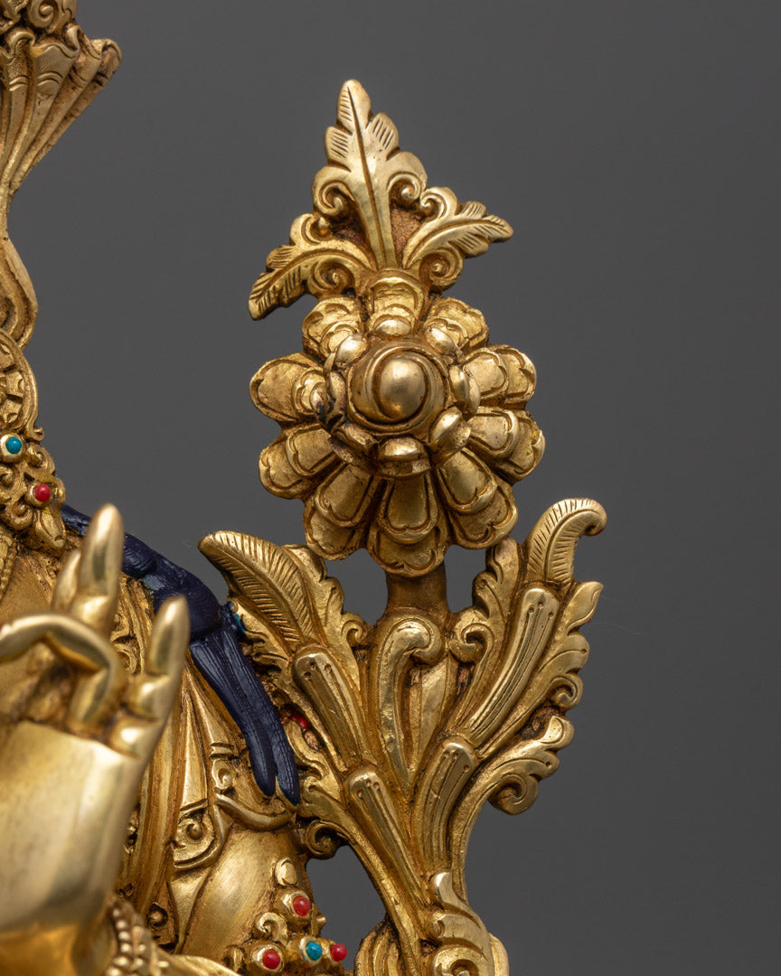 Green Tara Statue | Traditional 24K Gold Gilded Himalayan Sculpture