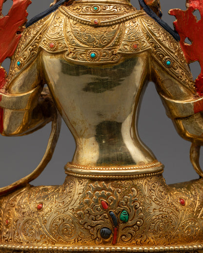 Green Tara Statue | Sacred 24k Gold Gilded Statue