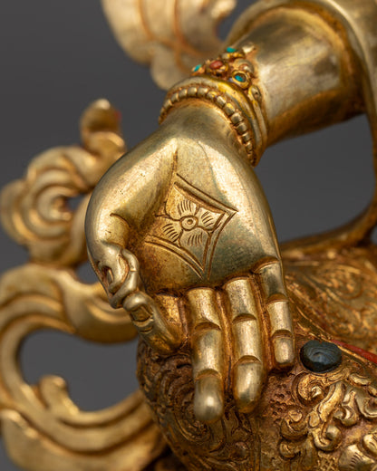 Green Tara Statue | Sacred 24k Gold Gilded Statue
