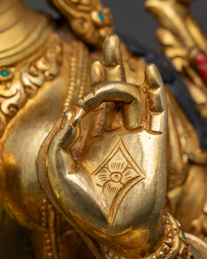 Green Tara Statue | Sacred 24k Gold Gilded Statue