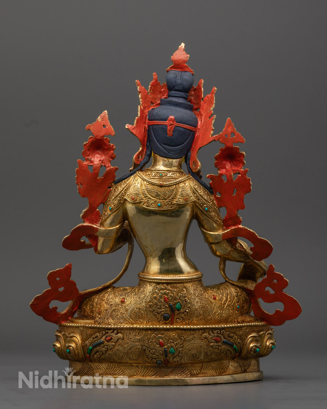 Green Tara Statue | Sacred 24k Gold Gilded Statue
