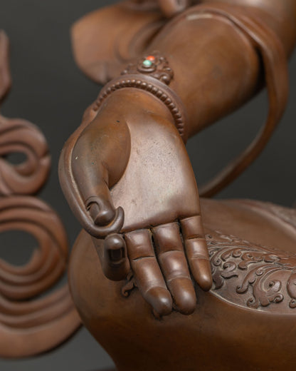 Green Tara Goddess Statue | Chemically Oxidized Copper Masterpiece