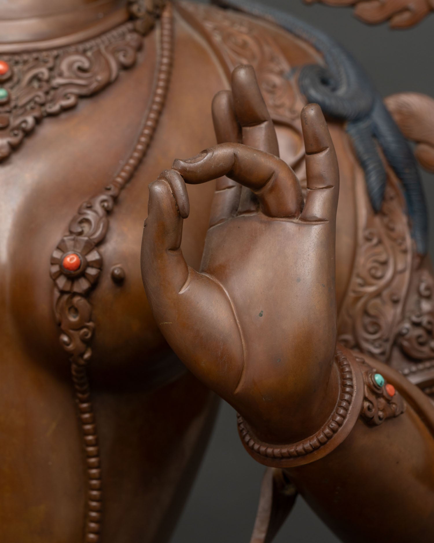 Green Tara Goddess Statue | Chemically Oxidized Copper Masterpiece