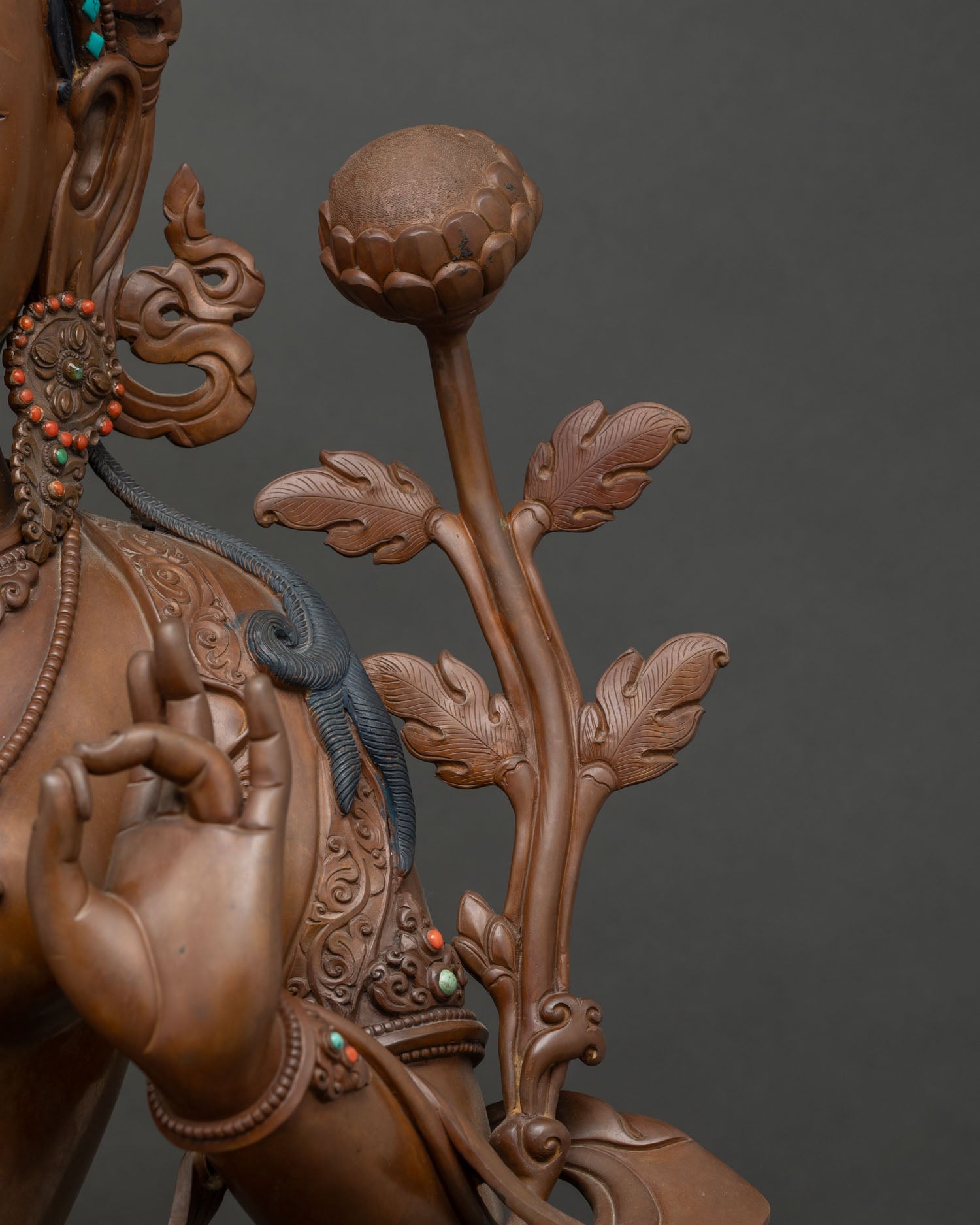 Green Tara Goddess Statue | Chemically Oxidized Copper Masterpiece