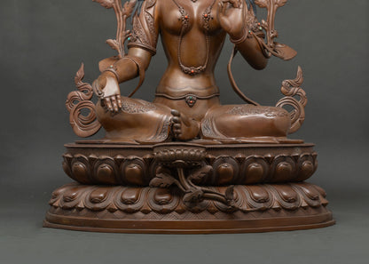 Green Tara Goddess Statue | Chemically Oxidized Copper Masterpiece